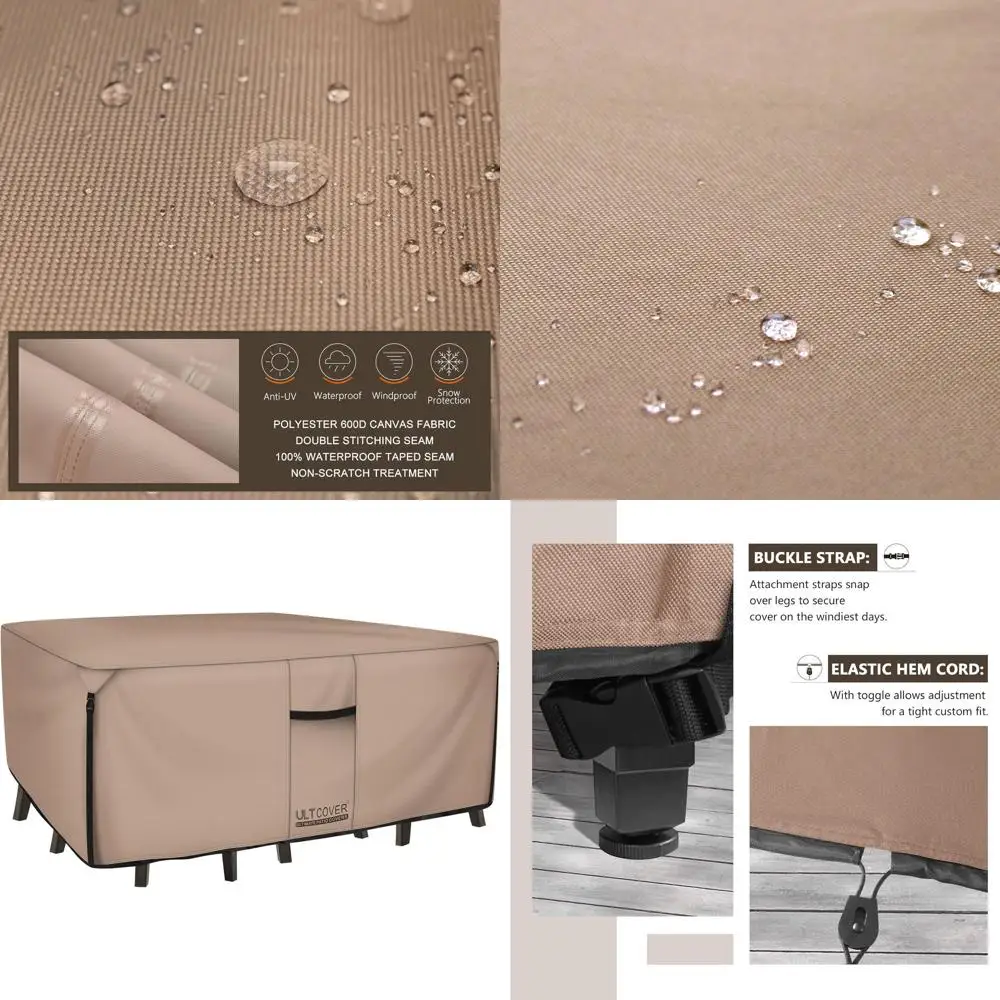 Heavy-Duty 600D Canvas Patio Table & Chair Cover - Waterproof Outdoor Furniture Cover, 126L x 74W x 28H inches
Heavy-Duty 600D Canvas Patio Table & Chair Cover - Waterproof Outdoor Furniture Cover, 126L x 74W x 28H inches