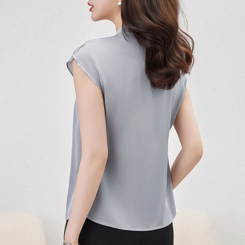 New Summer Shirts Elegant Blouses for Women 2026 V-neck Short Sleeve Women's Real Silk Blouse Solid Tops Office Lady Shirt
New Summer Shirts Elegant Blouses for Women 2026 V-neck Short Sleeve Women's Real Silk Blouse Solid Tops Office Lady Shirt