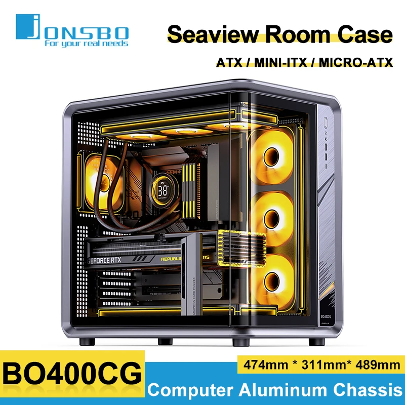 Jonsbo BO400CG ATX PC Case Aluminum Curved Glass Pillarless Seaview Room Chassis 10 Fan Slots Computer Game Main MINI-ITX M-ATX
Jonsbo BO400CG ATX PC Case Aluminum Curved Glass Pillarless Seaview Room Chassis 10 Fan Slots Computer Game Main MINI-ITX M-ATX
