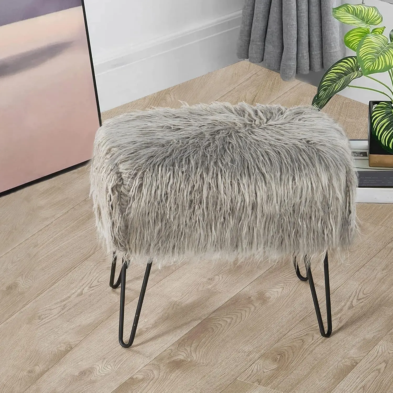 Gray Plush Ottoman 19.5""X12.5""X17""H Entryway Bench Comfy Fluffy Shaggy Makeup Stools With Metal Leg Foot Rest Grey Foot
Gray Plush Ottoman 19.5""X12.5""X17""H Entryway Bench Comfy Fluffy Shaggy Makeup Stools With Metal Leg Foot Rest Grey Foot