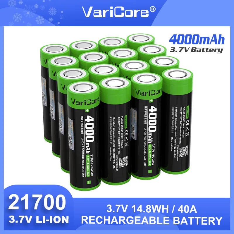 1-20PCS VariCore VC-2140 3.7V 4000mAh 21700 High-capacity Rechargeable Lithium BatteryFor Flashinglight
1-20PCS VariCore VC-2140 3.7V 4000mAh 21700 High-capacity Rechargeable Lithium BatteryFor Flashinglight