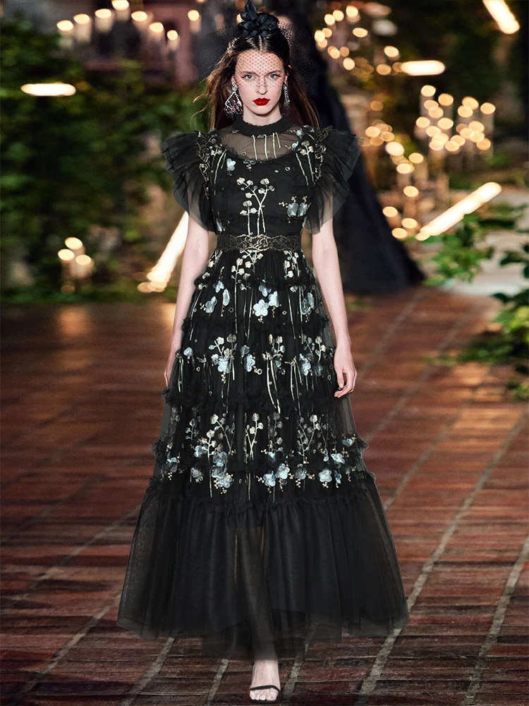 Designer Summer New Women's Elegant Party Dress High Quality Black Embroidery Evening Long Dress Formal Occasion Fashion Boho
Designer Summer New Women's Elegant Party Dress High Quality Black Embroidery Evening Long Dress Formal Occasion Fashion Boho