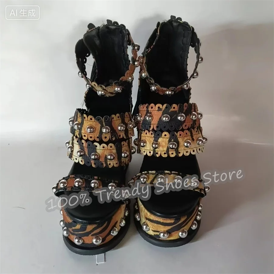 Outside Summer Gladiator Shoes Women Tassel Ankle Strap High Heel Pumps Punk Rivet Tiger Print Open Toe Wedge Platform Sandals
Outside Summer Gladiator Shoes Women Tassel Ankle Strap High Heel Pumps Punk Rivet Tiger Print Open Toe Wedge Platform Sandals