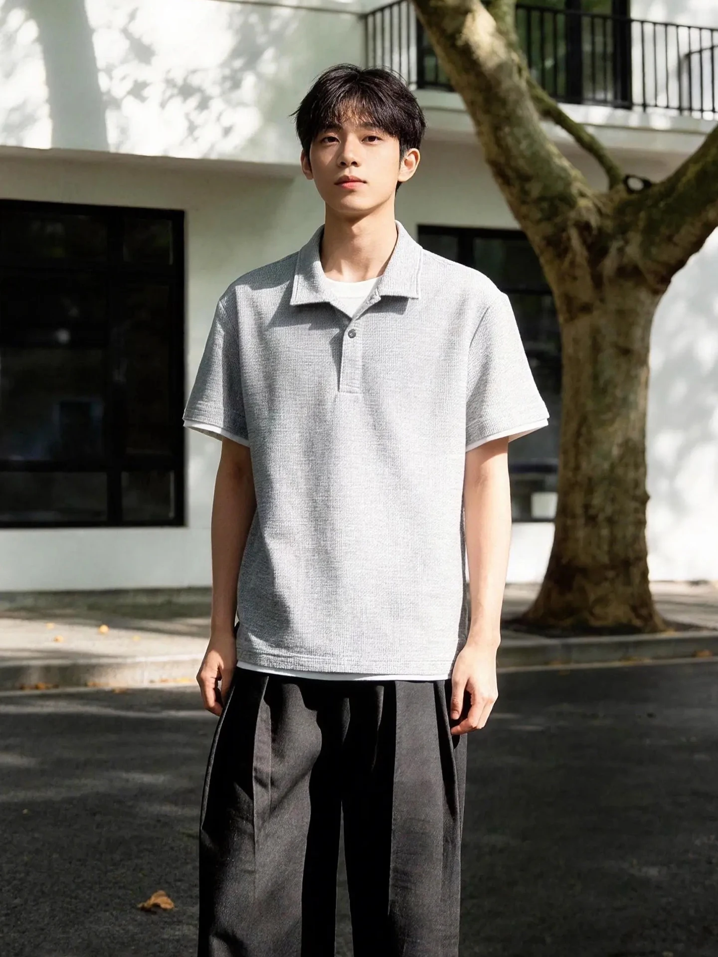 Gray Herringbone Shirt Men's Short Sleeve Summer Fake Two-Piece T-Shirt CleanFit Shoulder Half Sleeve Breathable Polyester
Gray Herringbone Shirt Men's Short Sleeve Summer Fake Two-Piece T-Shirt CleanFit Shoulder Half Sleeve Breathable Polyester