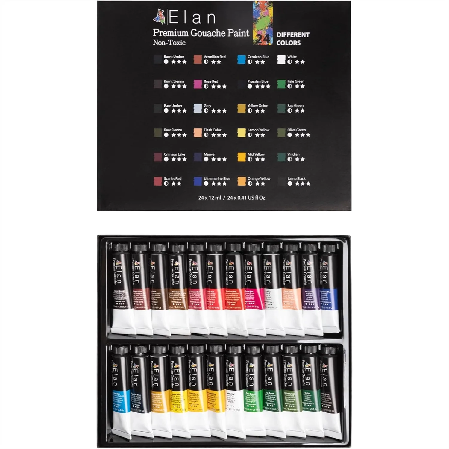 24 Rich Colors Gouache Paint Set with 0.4fl oz Tubes for Canvas Crafts and Art Painting Adults
24 Rich Colors Gouache Paint Set with 0.4fl oz Tubes for Canvas Crafts and Art Painting Adults