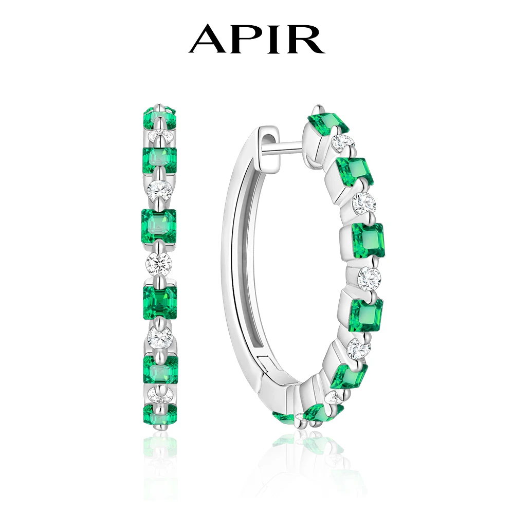 APIR Lab-grown Emeralds Hoop Earrings for Women 925 Silver Hypoallergenic Moissanite Huggie Earrings Wedding Luxury Jewelry Gift
APIR Lab-grown Emeralds Hoop Earrings for Women 925 Silver Hypoallergenic Moissanite Huggie Earrings Wedding Luxury Jewelry Gift