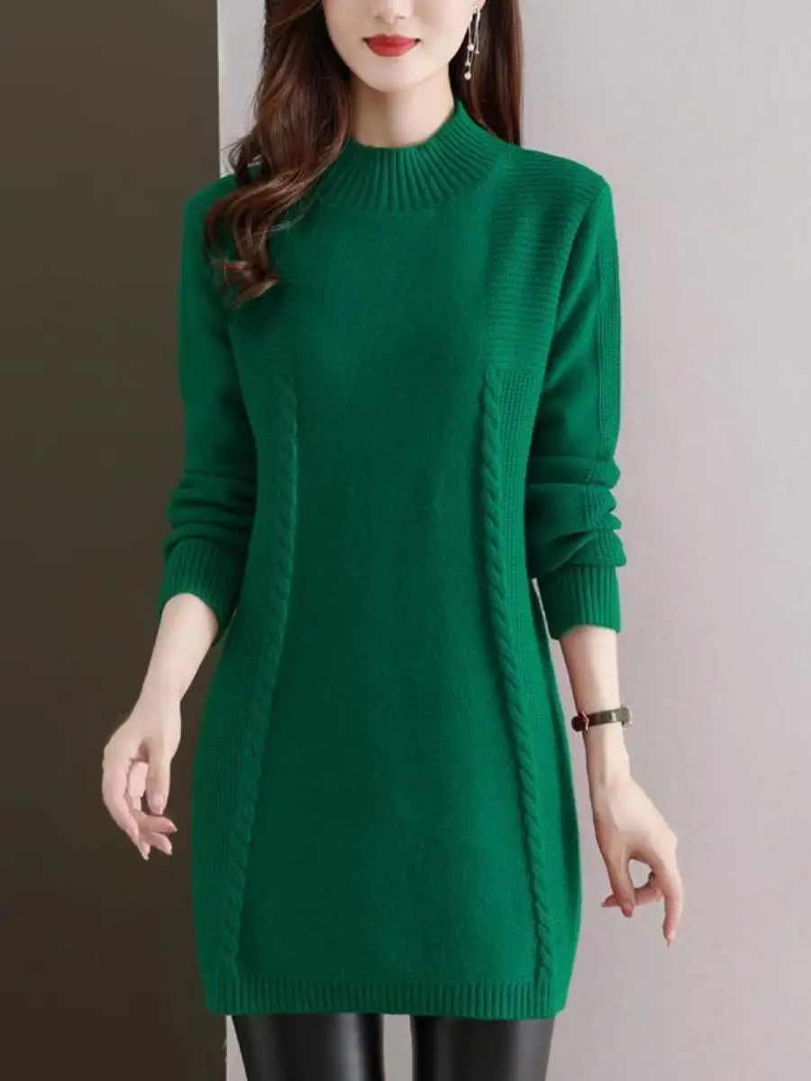 Thiened Winter New Women's Faion Pure Color Loose Base irt Mid-Length f High Collar Knitted Sweater Inner Wear
Thiened Winter New Women's Faion Pure Color Loose Base irt Mid-Length f High Collar Knitted Sweater Inner Wear