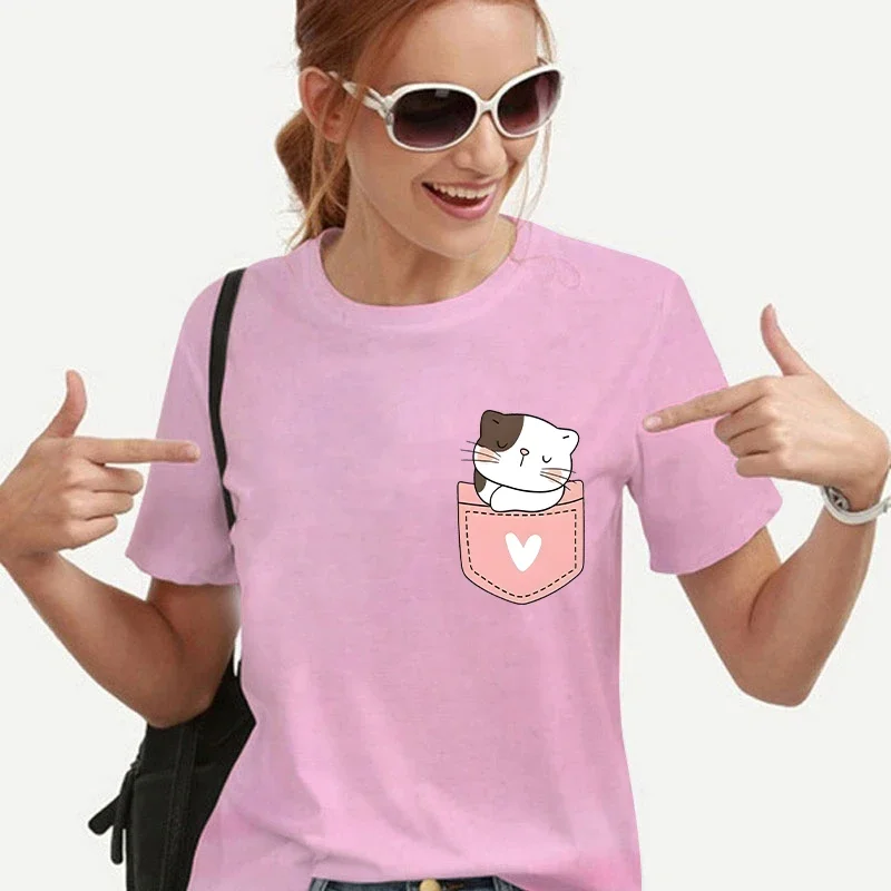 Pocket Printing Cute Kitten Women's T-shirt Korean Simple Casual Female Short Sleeve Tees Shirt Sweet Kawaii Graphic Y2K Tops
Pocket Printing Cute Kitten Women's T-shirt Korean Simple Casual Female Short Sleeve Tees Shirt Sweet Kawaii Graphic Y2K Tops