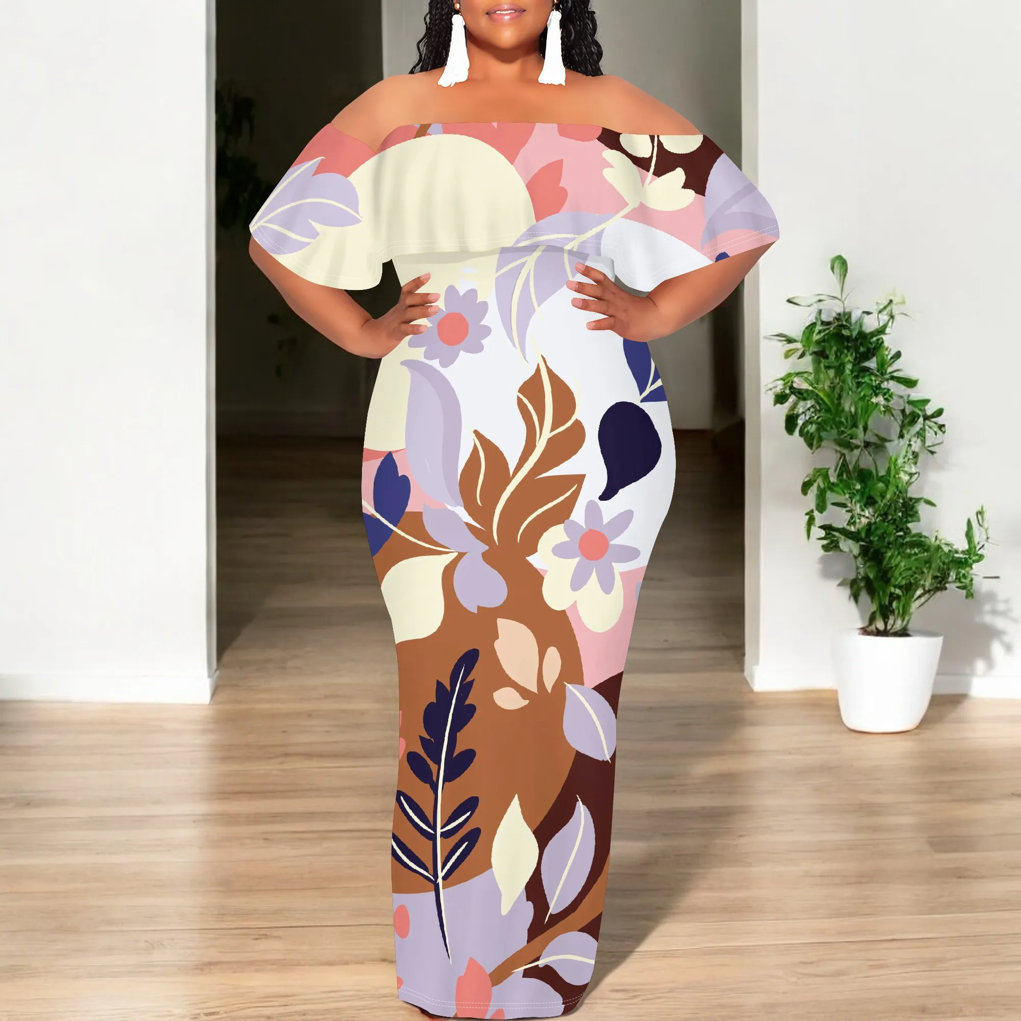 Womens Sexy Casual Dresses Colorful Geometric Off-Shoulder Ruffle Maxi Dress Party Evening Resortwear Swing Neck Dress
Womens Sexy Casual Dresses Colorful Geometric Off-Shoulder Ruffle Maxi Dress Party Evening Resortwear Swing Neck Dress