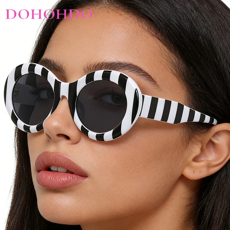DOHOHDO Retro Zebra Stripe Print Oval Women Sunglasses Classic Round Sun Glasses Men Vintage Luxury Fashion Decorative Eyewear
DOHOHDO Retro Zebra Stripe Print Oval Women Sunglasses Classic Round Sun Glasses Men Vintage Luxury Fashion Decorative Eyewear