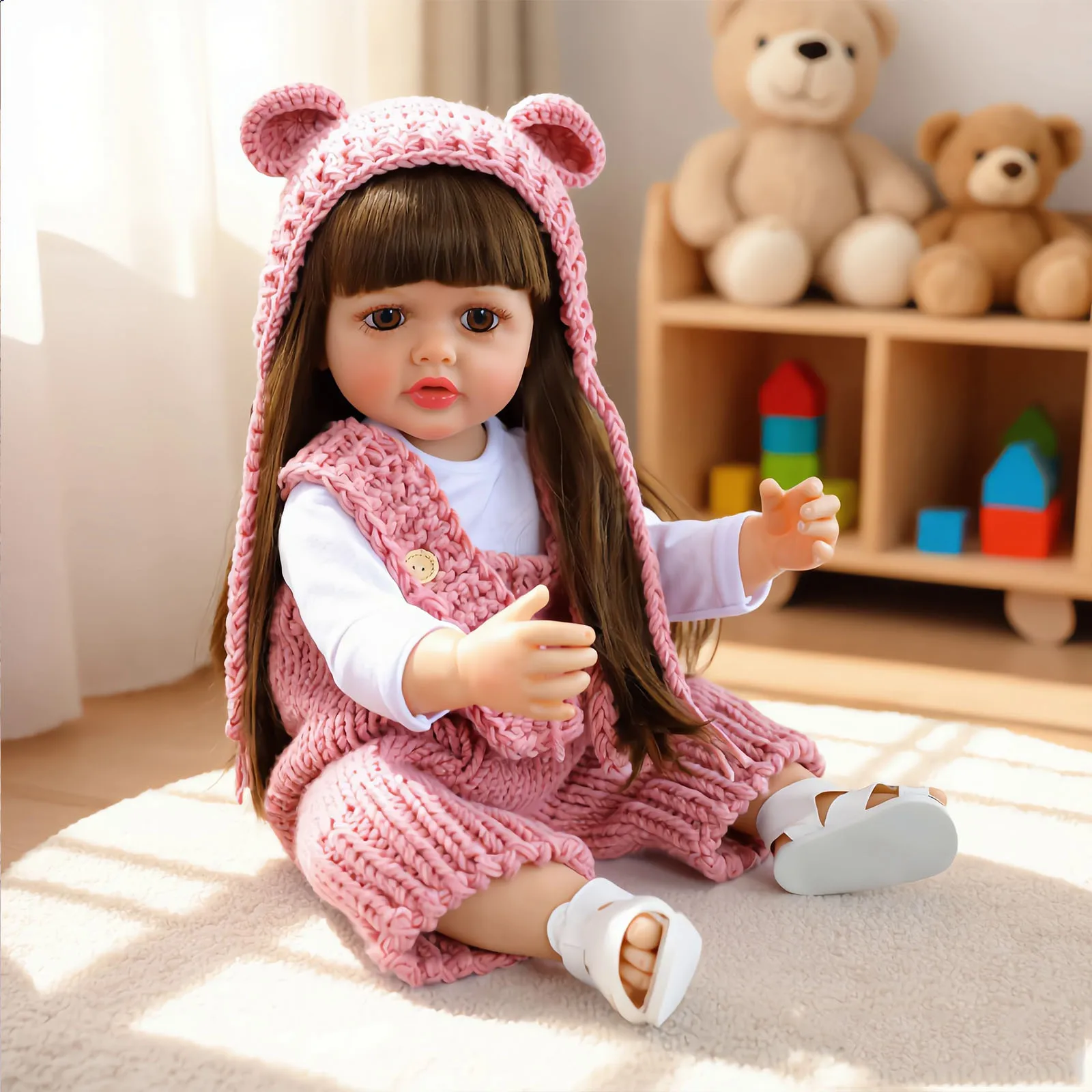 20 inches 50 cm Reborn Baby Doll, Realistic Style, Soft Vinyl, Pink Knitted Outfit, Long Brown Hair, Reborn Baby Dolls, Ages 3+
20 inches 50 cm Reborn Baby Doll, Realistic Style, Soft Vinyl, Pink Knitted Outfit, Long Brown Hair, Reborn Baby Dolls, Ages 3+