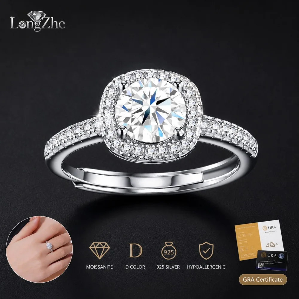 Moissanite Engagement Ring for Women 1CT 6.5mm Round Cut Six Prong S925 Sterling Silver Adjustable Open Band Wedding Gift
Moissanite Engagement Ring for Women 1CT 6.5mm Round Cut Six Prong S925 Sterling Silver Adjustable Open Band Wedding Gift