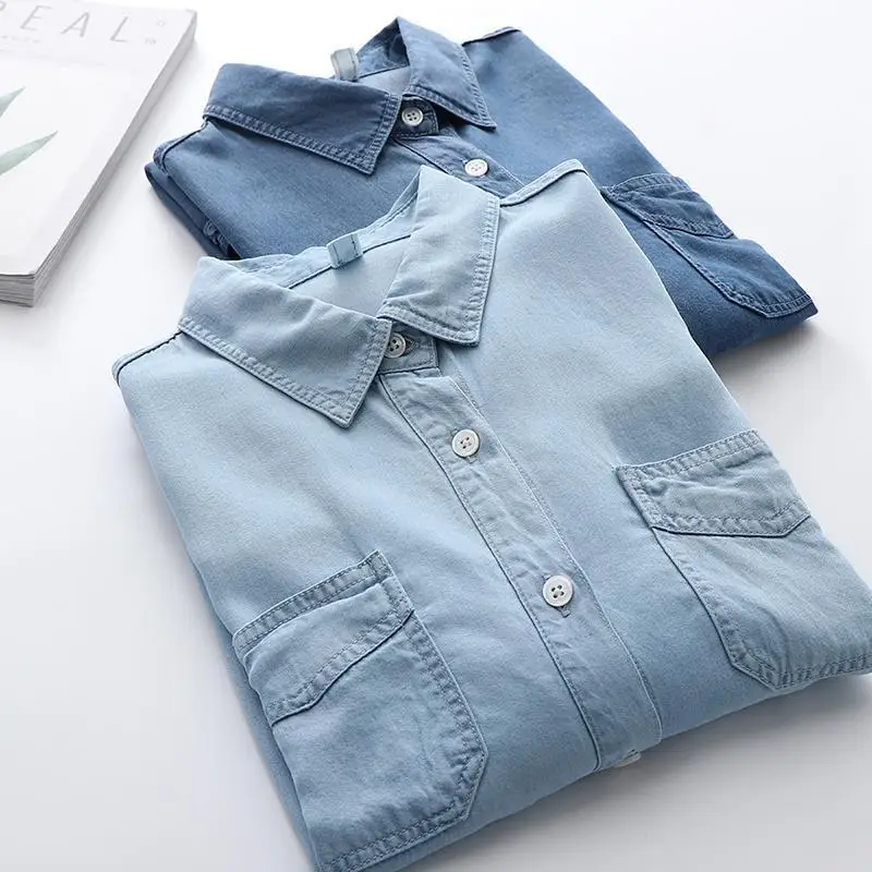 Blouse Women Shirt Spring Autumn Denim Shirt Women's Long-Sleeved Shirt Blusas Mujer
Blouse Women Shirt Spring Autumn Denim Shirt Women's Long-Sleeved Shirt Blusas Mujer
