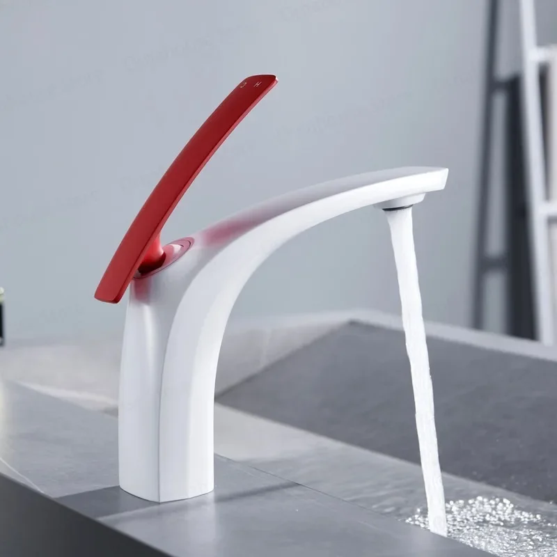 New White Red Brass Bathroom Faucet Single Lever Hot And Cold Mixer Tap for Sink
New White Red Brass Bathroom Faucet Single Lever Hot And Cold Mixer Tap for Sink