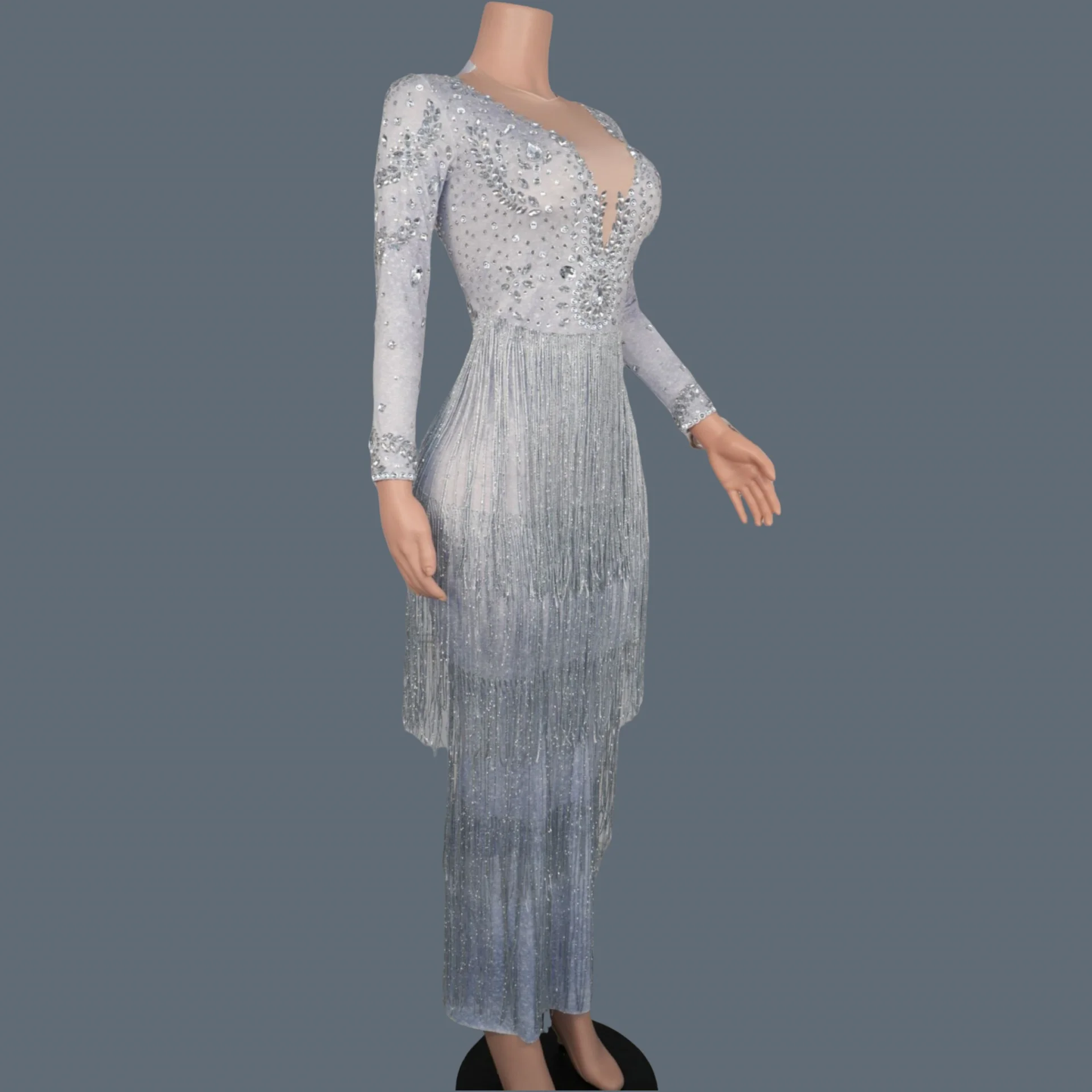 Elegant Women Tassel Long Sleeved Sexy Crystals Dress Night Club Party Outfit Celebrate Birthday Tight Evening Dress Tianhuihui
Elegant Women Tassel Long Sleeved Sexy Crystals Dress Night Club Party Outfit Celebrate Birthday Tight Evening Dress Tianhuihui