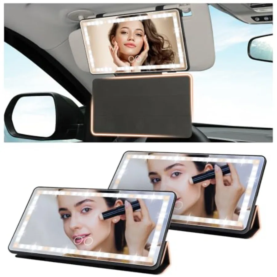 2PCs Car Vanity Mirror with Protective Cover Rechargeable LED Mirror for Car with 3 Light Modes Touch Control Sun Visor Mirrors
2PCs Car Vanity Mirror with Protective Cover Rechargeable LED Mirror for Car with 3 Light Modes Touch Control Sun Visor Mirrors