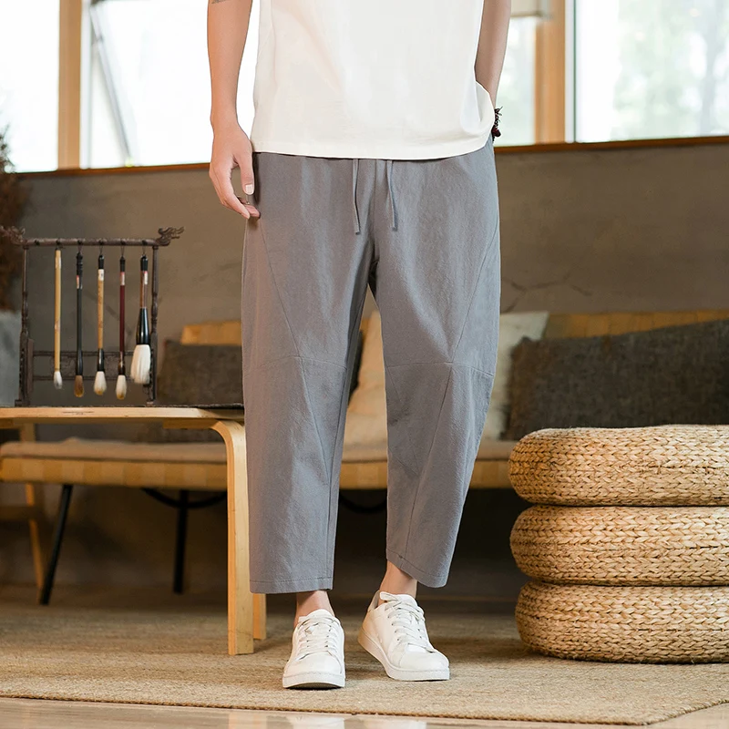 Vintage Pantalon Wide Leg Hombre Mens Cotton Linen Cropped Pants Japanese Style Solid Color Male Casual Calf-Lenght Trousers 5XL
Vintage Pantalon Wide Leg Hombre Mens Cotton Linen Cropped Pants Japanese Style Solid Color Male Casual Calf-Lenght Trousers 5XL