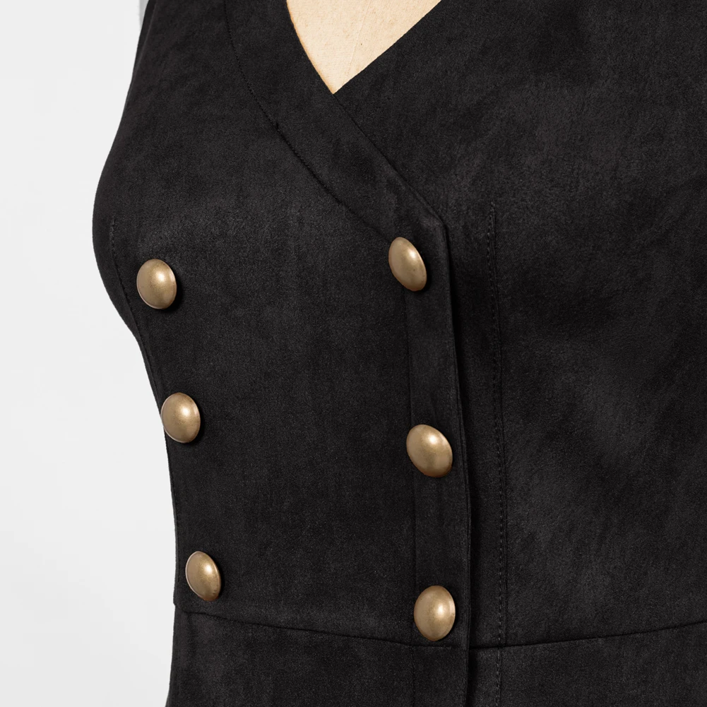 BP Women Dresses Vintage Faux Suede Dress Double Breasted Buckle Slim Fit Sleeveless V-Neck Elastic Waist A-Line Dress Robe Femm
BP Women Dresses Vintage Faux Suede Dress Double Breasted Buckle Slim Fit Sleeveless V-Neck Elastic Waist A-Line Dress Robe Femm