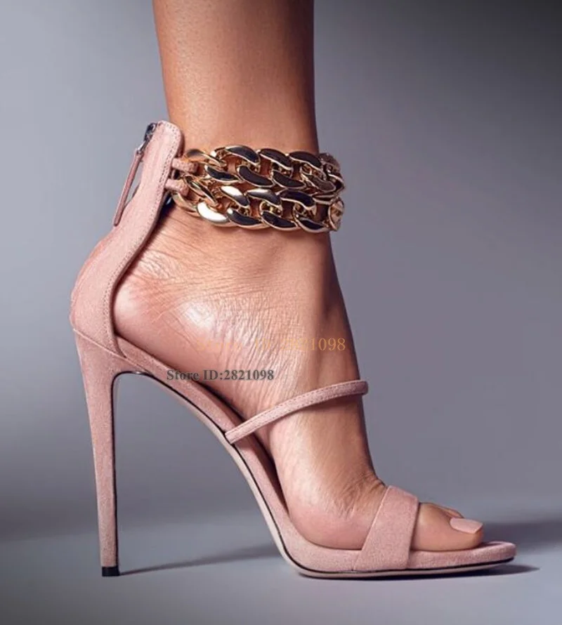 Gold Chain Open Toe Sandal Thin Heeled Sandals Women High Heel Back Zipper Open Toe Summer Shoes 
Gold Chain Open Toe Sandal Thin Heeled Sandals Women High Heel Back Zipper Open Toe Summer Shoes