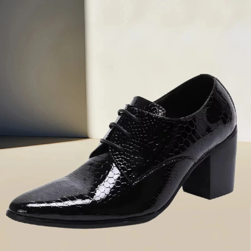 Snake Pattern Shoes for Mens Pointed Toes Chunky High Heels Crossover Strap Males Loafers Shallow Zapatos Hombre Patent Leather
Snake Pattern Shoes for Mens Pointed Toes Chunky High Heels Crossover Strap Males Loafers Shallow Zapatos Hombre Patent Leather