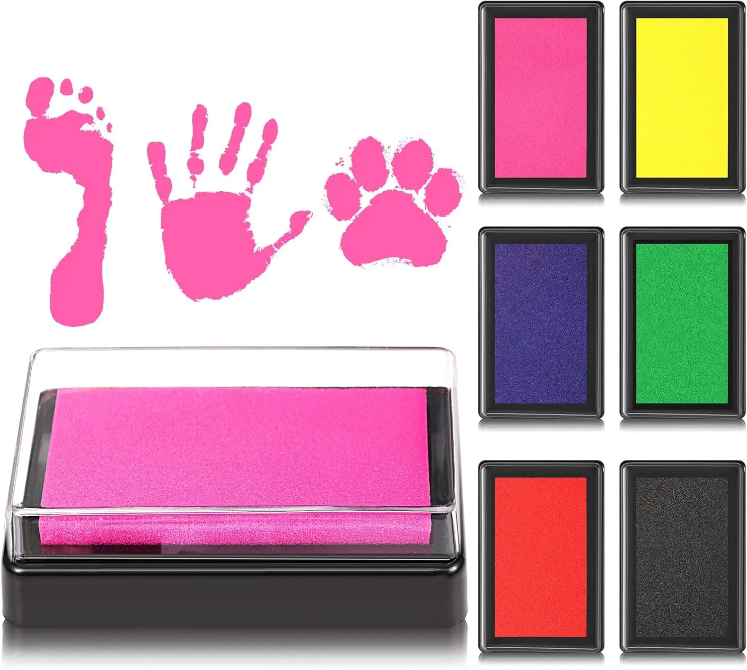 6-Color Washable Ink Pad Set for Baby Footprints, Handprints, Pet Paws, Non-Toxic, Reusable
6-Color Washable Ink Pad Set for Baby Footprints, Handprints, Pet Paws, Non-Toxic, Reusable