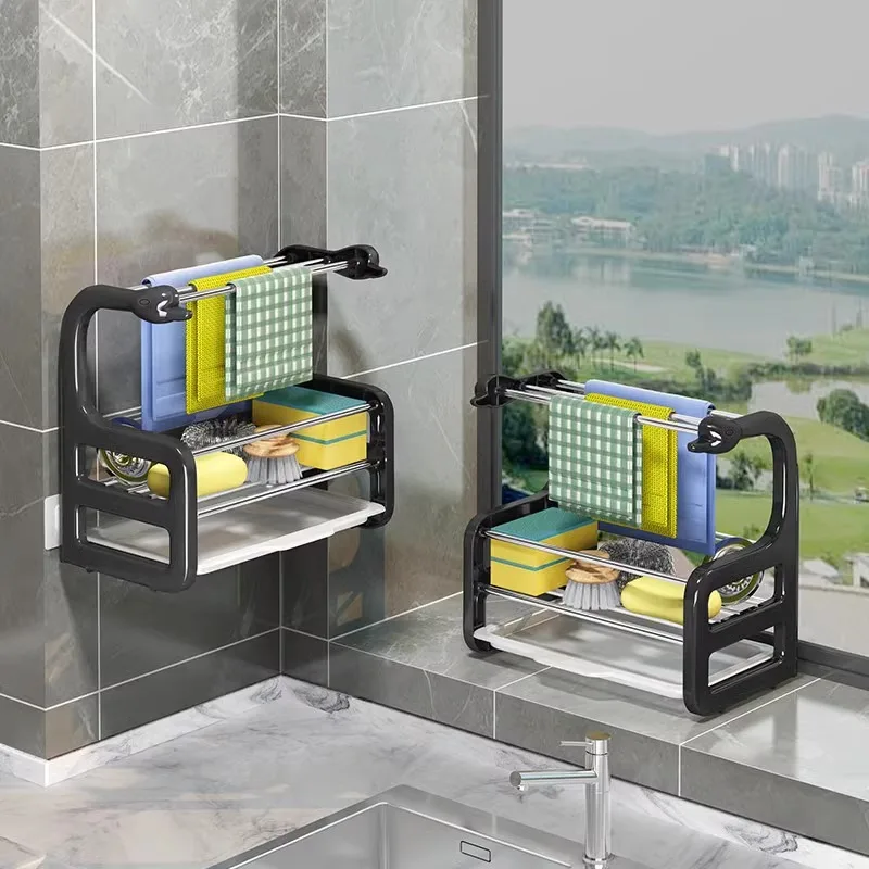 Punch Free Kitchen Shelf Wall Hanging Counter Top Organizer Sponge Soap Brush Holder Dishcloth Storage Shelf Kitchen Supplies
Punch Free Kitchen Shelf Wall Hanging Counter Top Organizer Sponge Soap Brush Holder Dishcloth Storage Shelf Kitchen Supplies