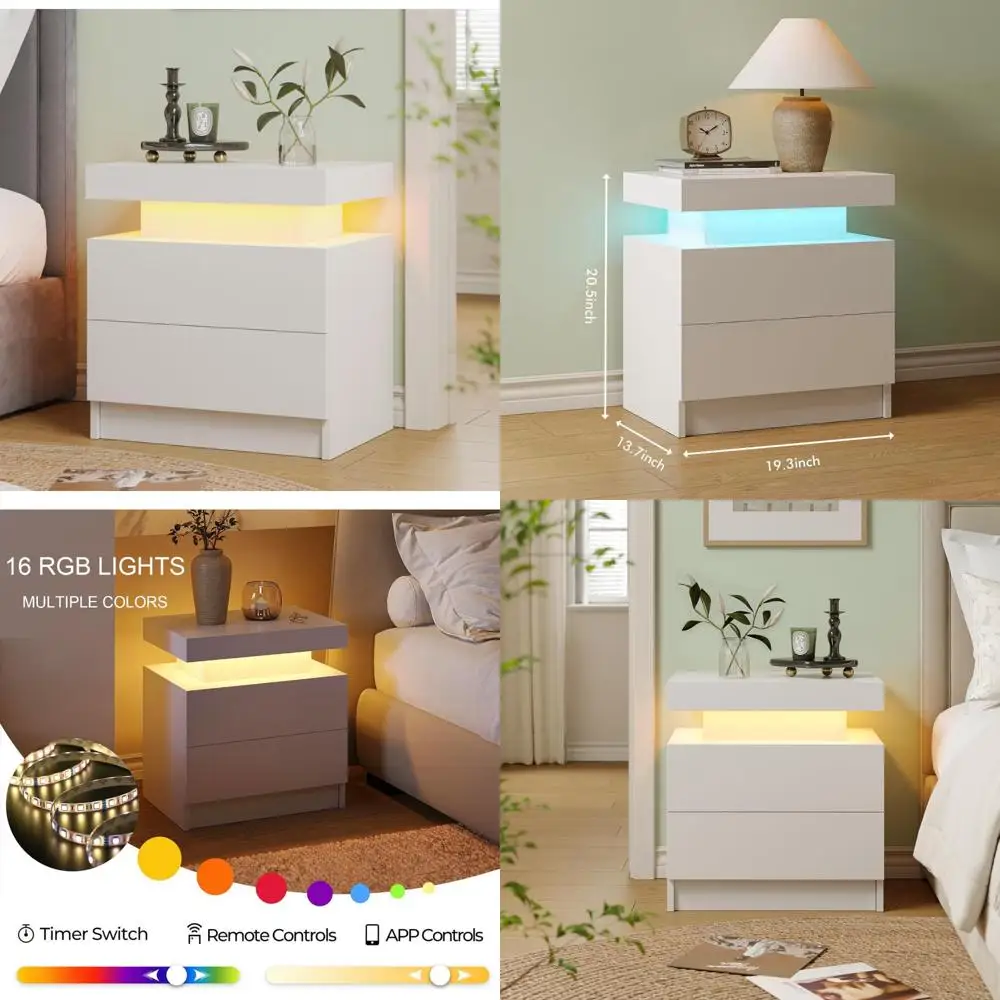 Modern LED-Illuminated Nightstand with 2 Drawers for Bedroom, Bedside Table, End Side Table
Modern LED-Illuminated Nightstand with 2 Drawers for Bedroom, Bedside Table, End Side Table