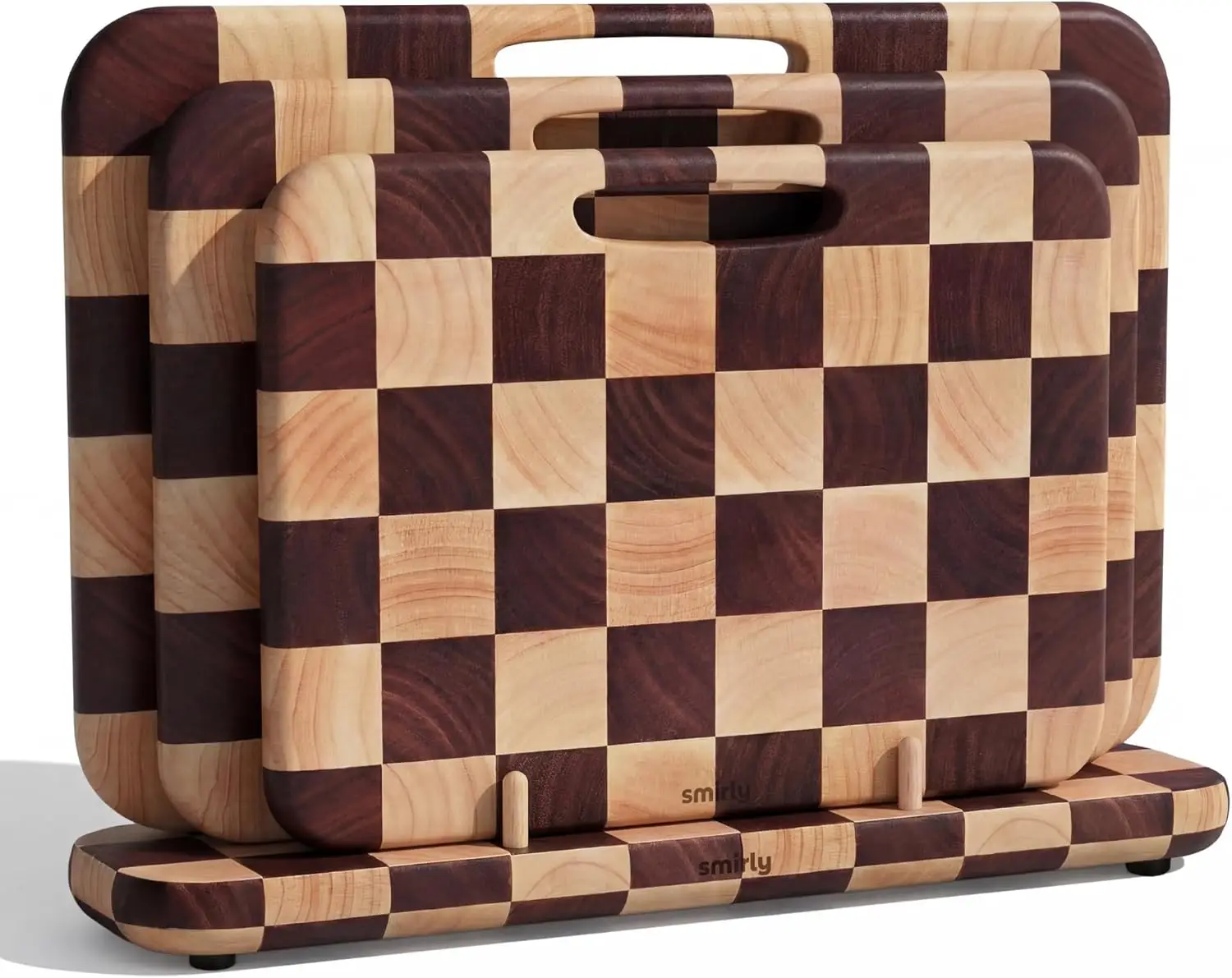 3-Piece Rubberwood Cutting Board Set with Stand and Handle for Kitchen
3-Piece Rubberwood Cutting Board Set with Stand and Handle for Kitchen