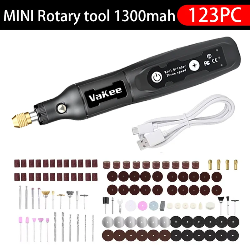 VaKee 3-Speed Cordless Mini Electric Grinder Pen 8000-16000RPM Type-C USB Rechargeable Rotary Tool with Copper Chuck for Polishi
VaKee 3-Speed Cordless Mini Electric Grinder Pen 8000-16000RPM Type-C USB Rechargeable Rotary Tool with Copper Chuck for Polishi