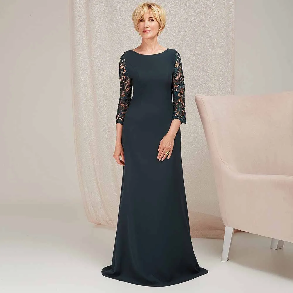Chic Wedding Party Dresses Jersey Mermaid/Trumpet Bridal Dress Navy Blue O-Neck Lace Zipper Hollow Groom's Mother Dresses Long
Chic Wedding Party Dresses Jersey Mermaid/Trumpet Bridal Dress Navy Blue O-Neck Lace Zipper Hollow Groom's Mother Dresses Long