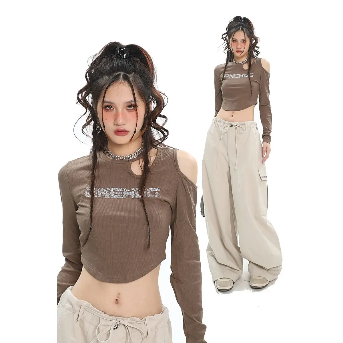 2026 Spring Hollow Letter Printed Top Women Round Neck Off Shoulder Long Sleeve Tee Sweet Spicy Slim Cropped Casual Daily Blouse
2026 Spring Hollow Letter Printed Top Women Round Neck Off Shoulder Long Sleeve Tee Sweet Spicy Slim Cropped Casual Daily Blouse