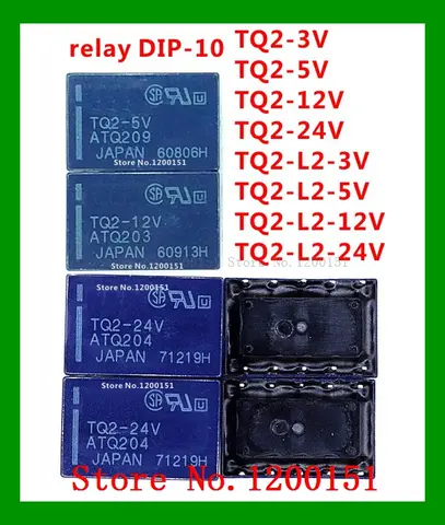 TQ2-3V TQ2-5V TQ2-12V TQ2-24V TQ2-L2-3V TQ2-L2-5V TQ2-L2-12V TQ2-L2-24V 1a relay dip-10