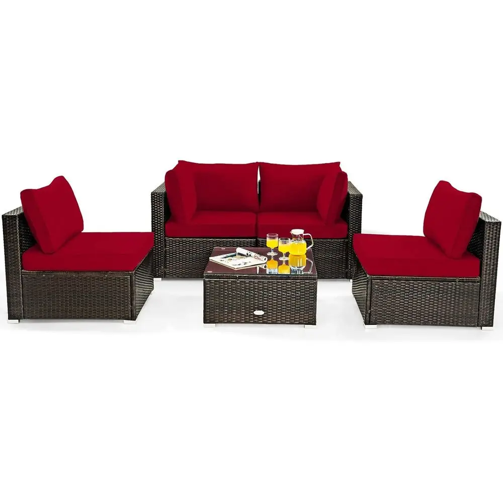 All-Weather Wicker L-Shaped Sofa Set with Seat Cushions, Outdoor Sectional for Garden and Poolside in Red
All-Weather Wicker L-Shaped Sofa Set with Seat Cushions, Outdoor Sectional for Garden and Poolside in Red
