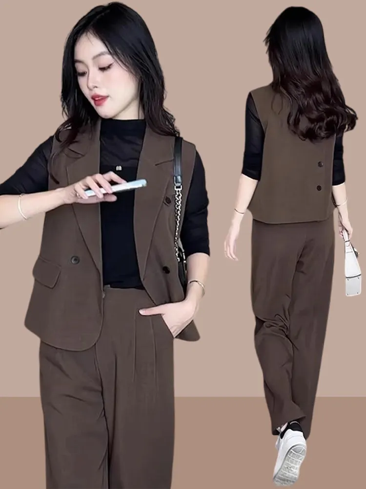 Elegant Professional Women's Suit Set Fashionable Miniature Vest Three-piece Spring Autumn New Style High Quality Casual Style
Elegant Professional Women's Suit Set Fashionable Miniature Vest Three-piece Spring Autumn New Style High Quality Casual Style