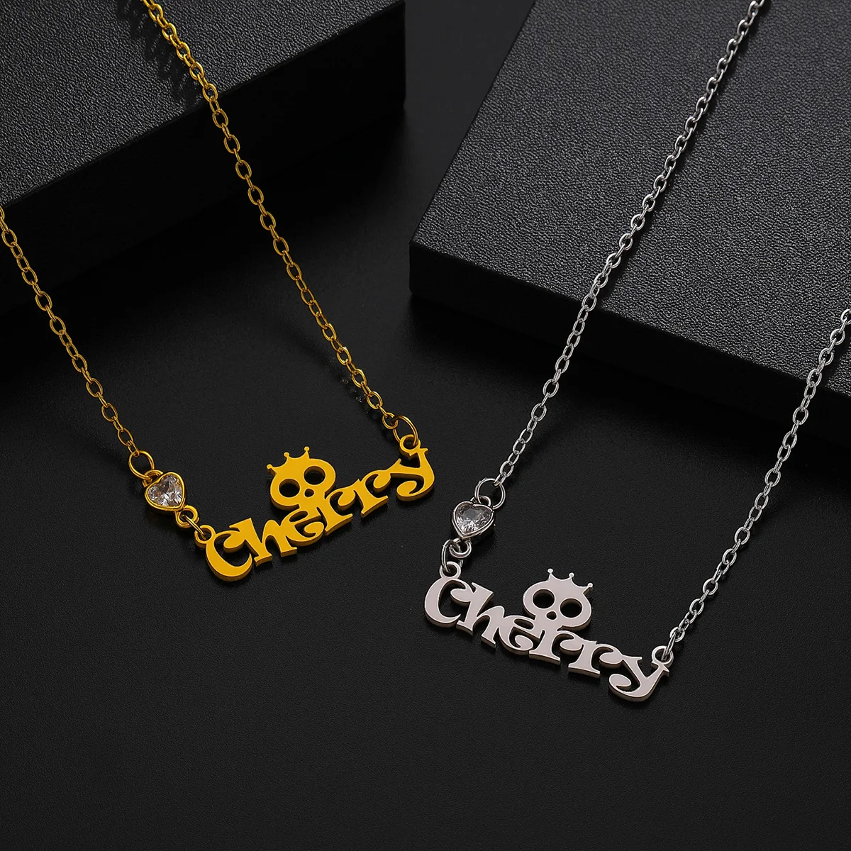 Custom Name Stainless Steel Hollow Cute Skull Necklace Women's Fashion Trendy Pendant Necklace
Custom Name Stainless Steel Hollow Cute Skull Necklace Women's Fashion Trendy Pendant Necklace