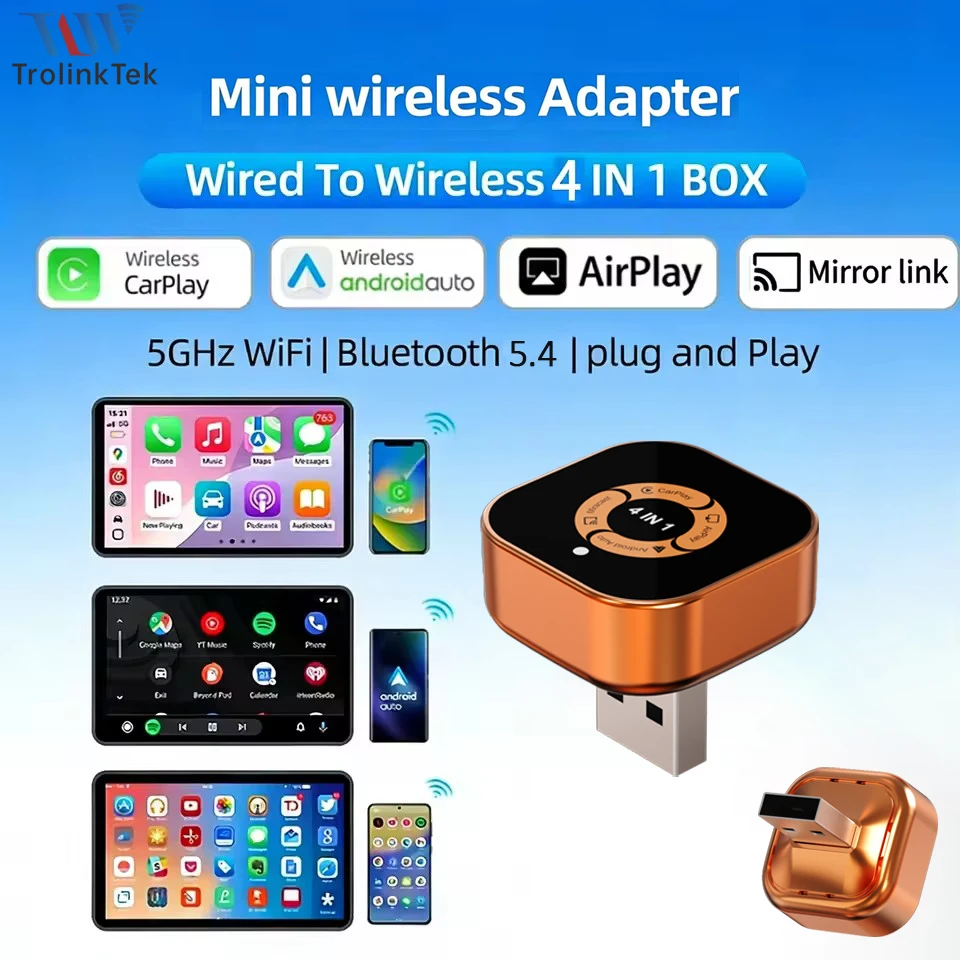 4-in-1 Wireless Carplay Adapter Android Auto Connect Airplay Mirror Link Screen Plug&Play 5GHz WIFI for Apple iOS/Android Auto
4-in-1 Wireless Carplay Adapter Android Auto Connect Airplay Mirror Link Screen Plug&Play 5GHz WIFI for Apple iOS/Android Auto