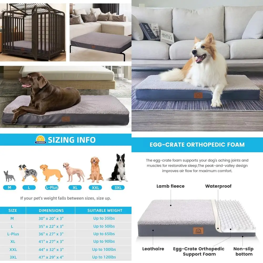 Large Orthopedic Waterproof Dog Bed with Removable Cover, 54x42x4, Grey
Large Orthopedic Waterproof Dog Bed with Removable Cover, 54x42x4, Grey