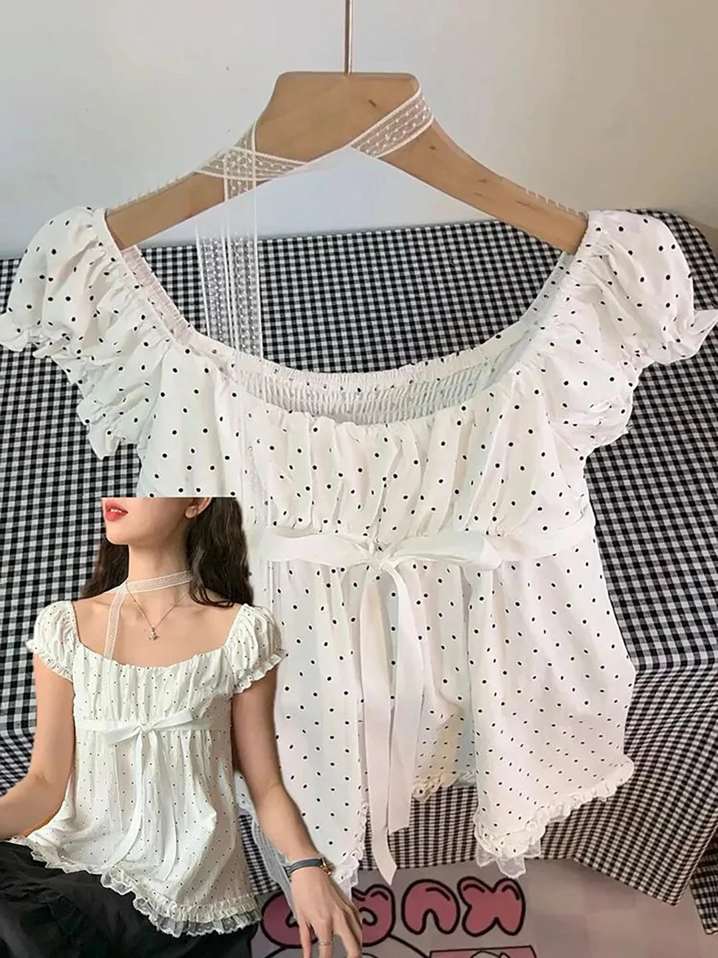 Sweet First Love Feeling Polka Dot Knot Shirt Women's Fashionable Date High-End Sense Top French Style Slim Fit Sho...
Sweet First Love Feeling Polka Dot Knot Shirt Women's Fashionable Date High-End Sense Top French Style Slim Fit Sho...