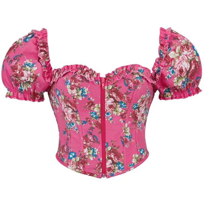Puffe Sleeve Corset Pink Floral Denim Waist Shapewear Vintage Chest Shape Front Zipper Fishbone Corset for Women Oufit Fashion
Puffe Sleeve Corset Pink Floral Denim Waist Shapewear Vintage Chest Shape Front Zipper Fishbone Corset for Women Oufit Fashion