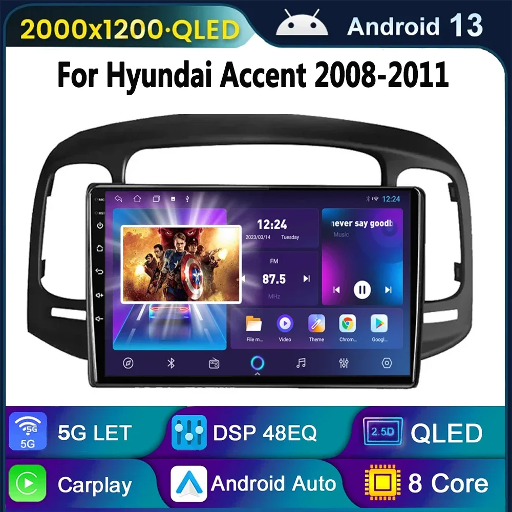 Для Hyundai Accent 2008 2009 2010 2011 Android 13 Автомобильный радиоприемник Мультимедийный видеоплеер Авто стерео GPS-навигация Bluetooth Carplay
Для Hyundai Accent 2008 2009 2010 2011 Android 13 Автомобильный радиоприемник Мультимедийный видеоплеер Авто стерео GPS-навигация Bluetooth Carplay