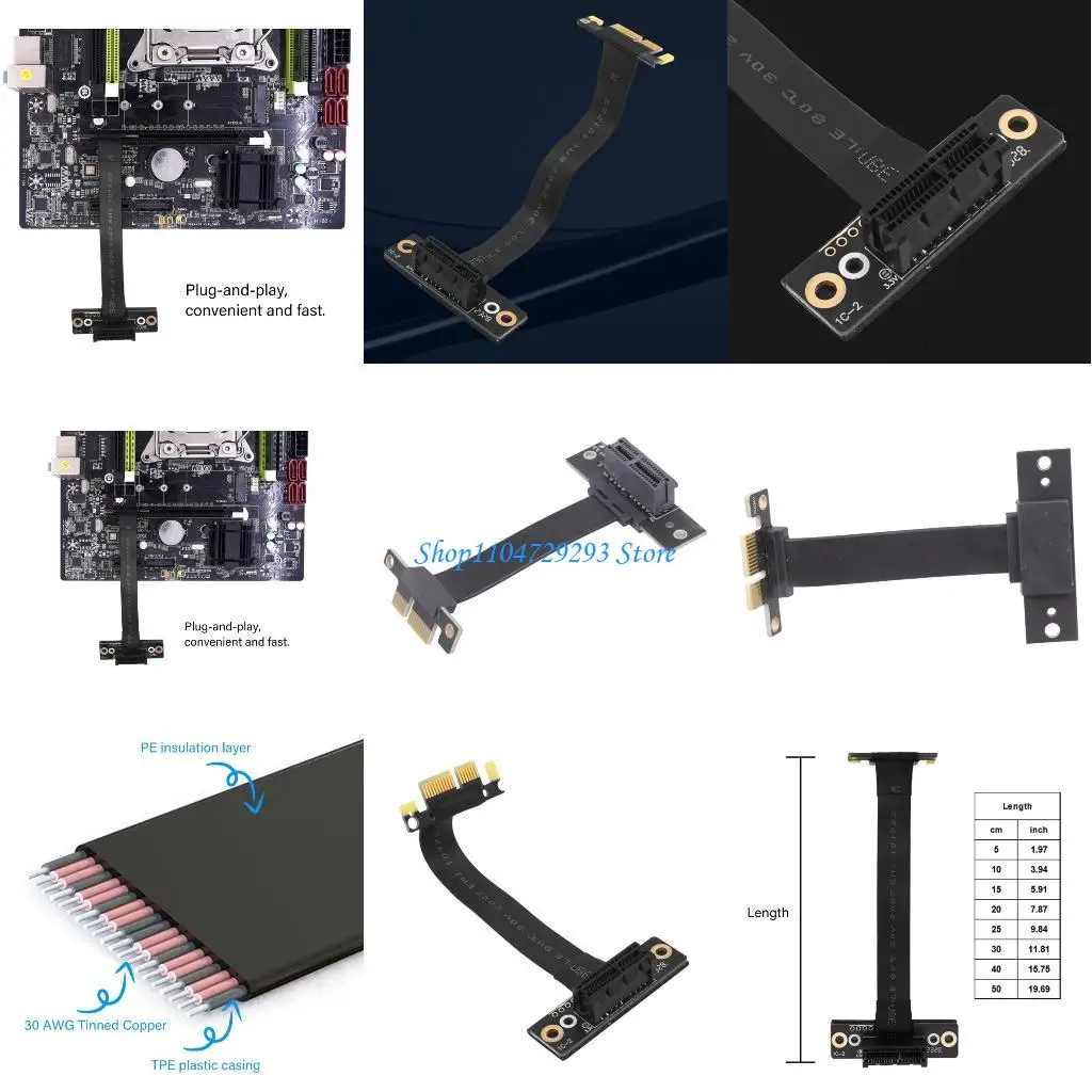 Y2GD Fast Speed PCIE3.0 1x Extension Cable Supporting Full Bandwidth Data Transfer for Graphics Networking and Sound Cards