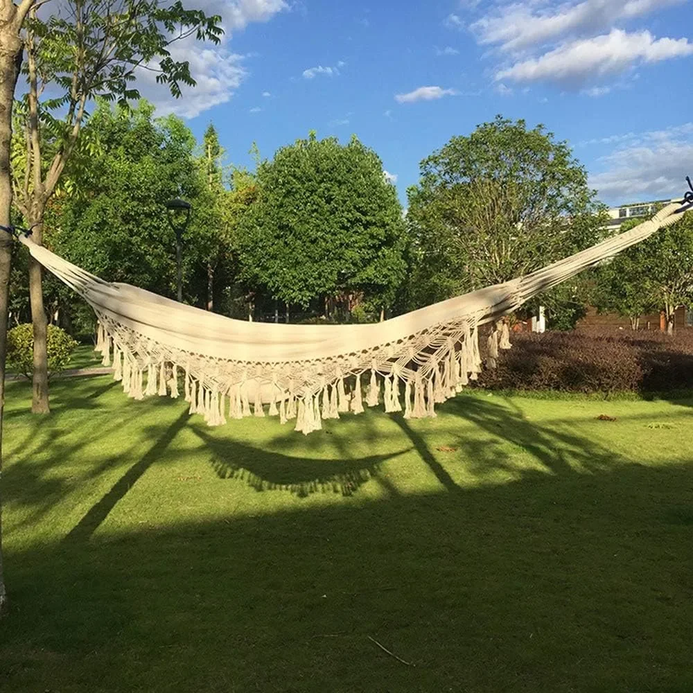 Handmade Cotton Woven Balcony Hammock Hanging Rope Chair Porch Swing, for Backyard Patio Garden Outdoor and Indoor 
Handmade Cotton Woven Balcony Hammock Hanging Rope Chair Porch Swing, for Backyard Patio Garden Outdoor and Indoor
