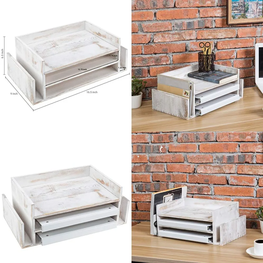 3-Tier Desk Organizer and File Tray, Wood Letter Holder for Office, Farmhouse White Wood Desktop Document Organizer with Paper
3-Tier Desk Organizer and File Tray, Wood Letter Holder for Office, Farmhouse White Wood Desktop Document Organizer with Paper