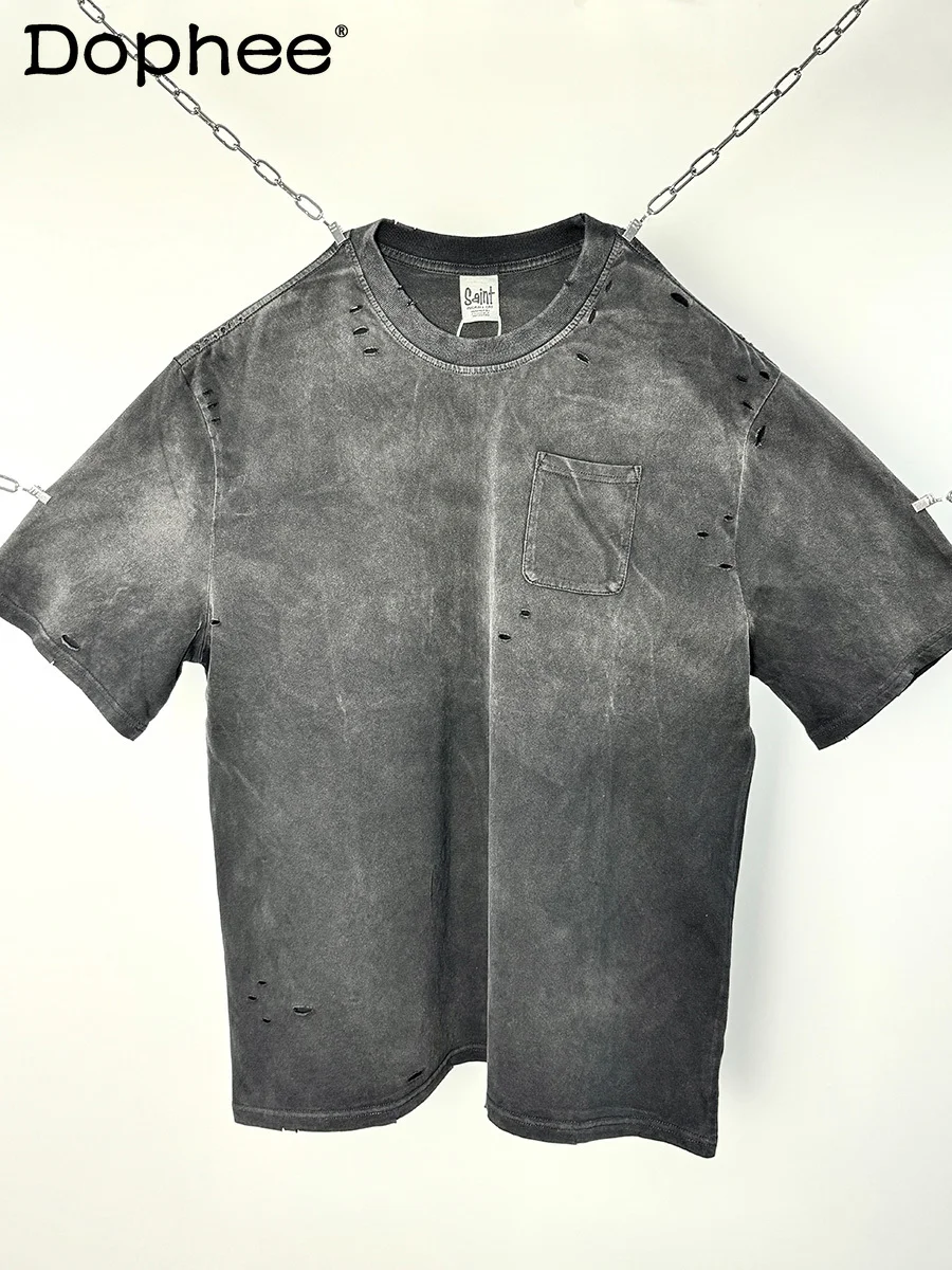 Summer New Vintage Distressed Pure Cotton Round Neck Short Sleeve Stylish Boy Youth Trend Loose Casual Trendy T-Shirt
Summer New Vintage Distressed Pure Cotton Round Neck Short Sleeve Stylish Boy Youth Trend Loose Casual Trendy T-Shirt