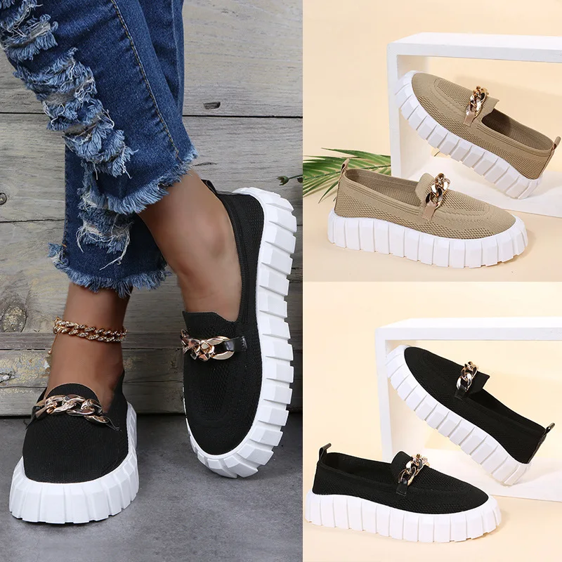 New Metallic Chain Weave Mesh Single Shoes Women's Flat Comfortable Breathable Mesh Outdoor Sports Casual Shoes Women Shoes
New Metallic Chain Weave Mesh Single Shoes Women's Flat Comfortable Breathable Mesh Outdoor Sports Casual Shoes Women Shoes