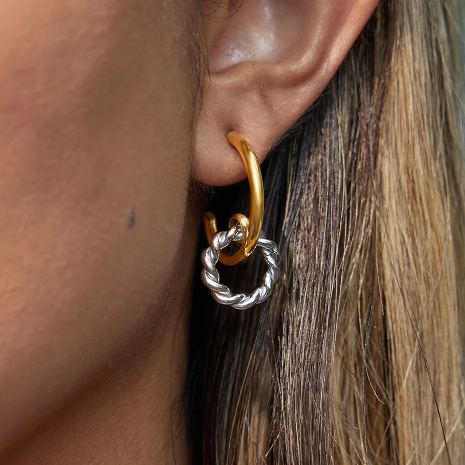 Minimalist Stainless Steel Double Circle Drop Earrings for Women Trendy Gold Plated Gold Silver Mix Color Geometric Jewelry Gift
Minimalist Stainless Steel Double Circle Drop Earrings for Women Trendy Gold Plated Gold Silver Mix Color Geometric Jewelry Gift