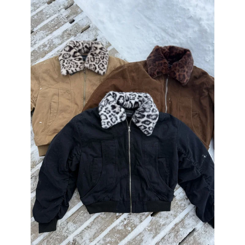 Easy Success Loose Leaf Leopard Print Fur Collar Faux Rabbit Fur Autumn Winter Short Wide American Retro Hunting Jacket Coat
Easy Success Loose Leaf Leopard Print Fur Collar Faux Rabbit Fur Autumn Winter Short Wide American Retro Hunting Jacket Coat