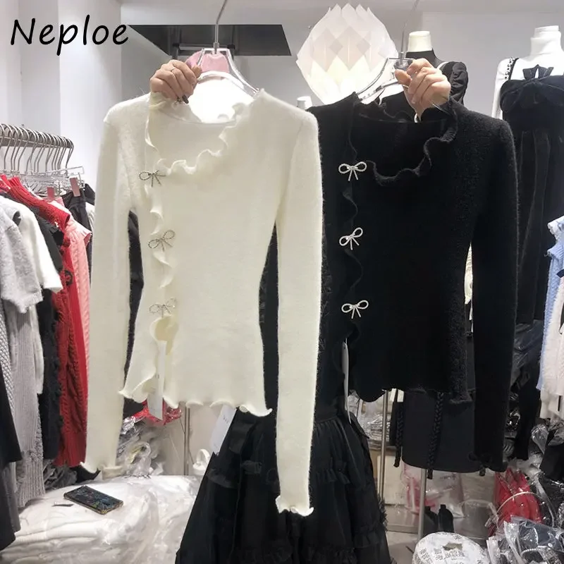 Neploe винтажный трикотаж Mujer Pull Femme с v-образным вырезом, однотонные джемперы с длинными рукавами, вязаный пуловер с бантом и грибком, свитера
Neploe винтажный трикотаж Mujer Pull Femme с v-образным вырезом, однотонные джемперы с длинными рукавами, вязаный пуловер с бантом и грибком, свитера