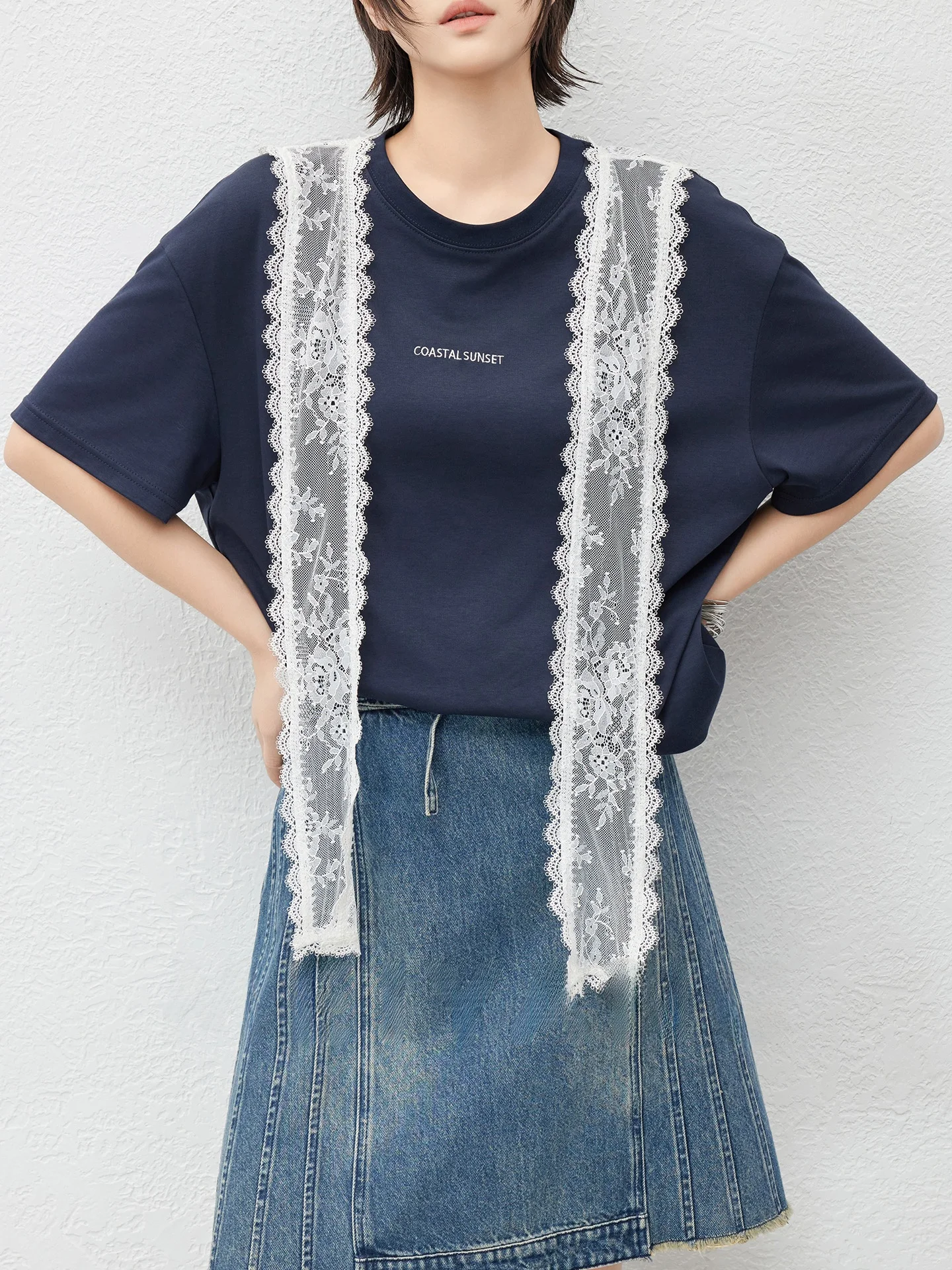 Удобная хлопковая футболка MeiYang с коротким рукавом, кружевными вставками на плечах, свободного кроя, классический узор, круглый вырез, летняя одежда
Удобная хлопковая футболка MeiYang с коротким рукавом, кружевными вставками на плечах, свободного кроя, классический узор, круглый вырез, летняя одежда