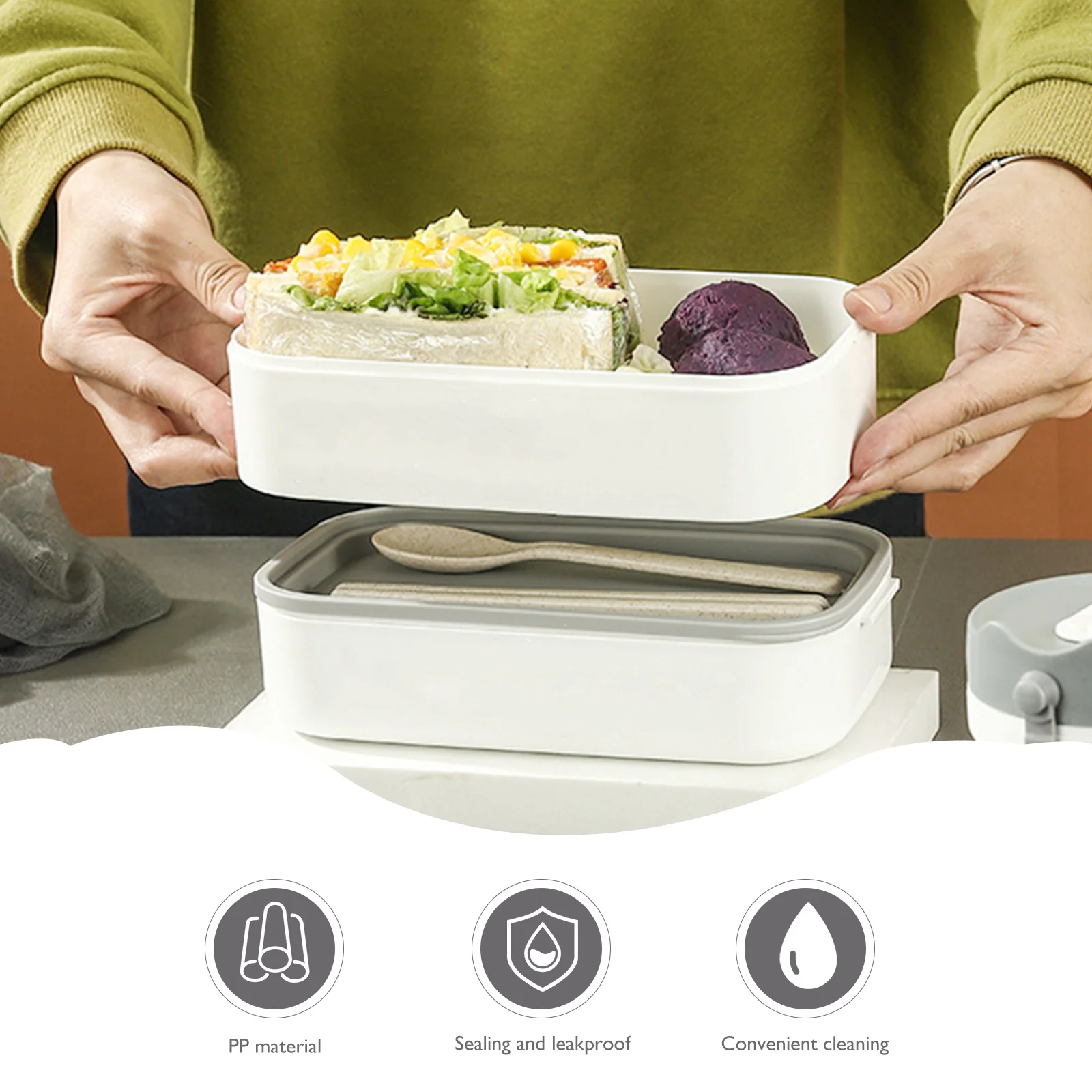 1Set Double-Layer Portable Leakproof Lunch Container Food Separation Holder for School Work Picnic Outdoor
1Set Double-Layer Portable Leakproof Lunch Container Food Separation Holder for School Work Picnic Outdoor